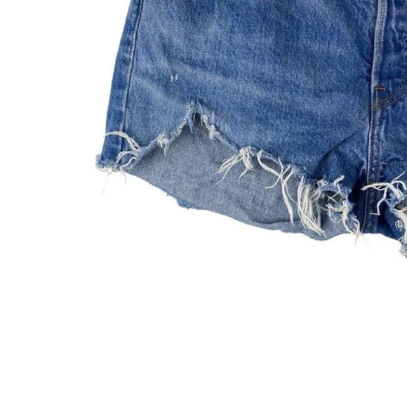 Levis Womens 501 Original High Rise Destroyed Cut Off Blue Jean Shorts US 31 - Picture 5 of 15